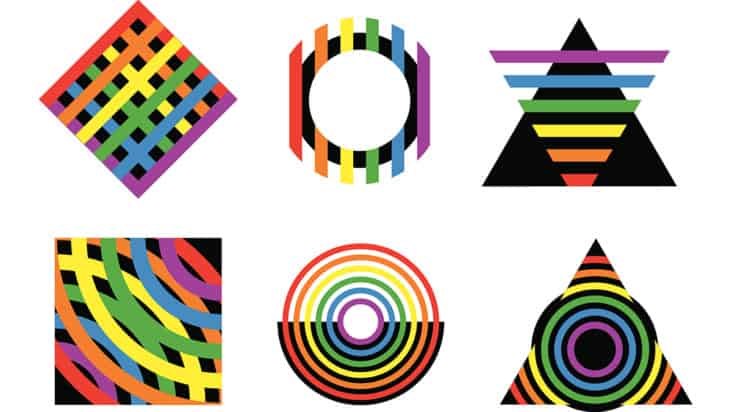 Pride colours in various logos