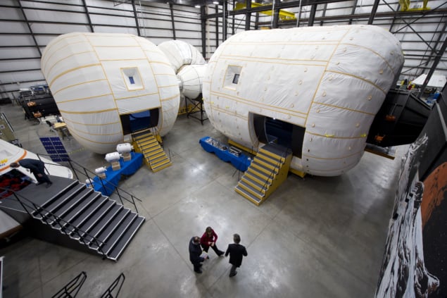 Photo of inflatable human habitats developed by the US firm Bigelow Aerospace.