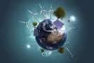 Earth with trees and renewable energies