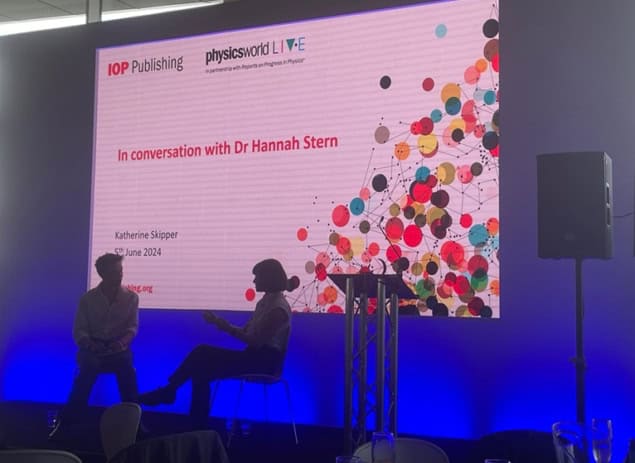 Katherine Skipper talking to Hannah Stern at the IOP Summer Festival