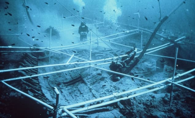 Kyrenia Ship hull during underwater excavation Kyrenia Ship hull during underwater excavation