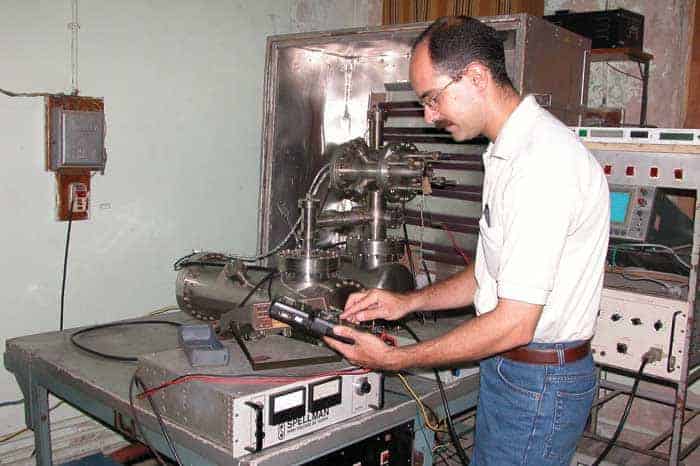 Ahmed Al-Tabbakh at Al-Nahrain University in Baghdad working in his lab