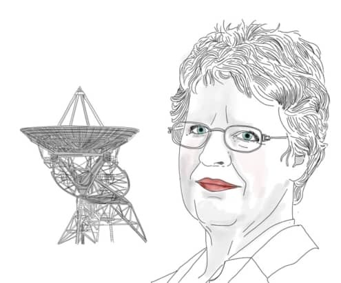 An illustration of Jocelyn Bell Burnell by Jess Wade